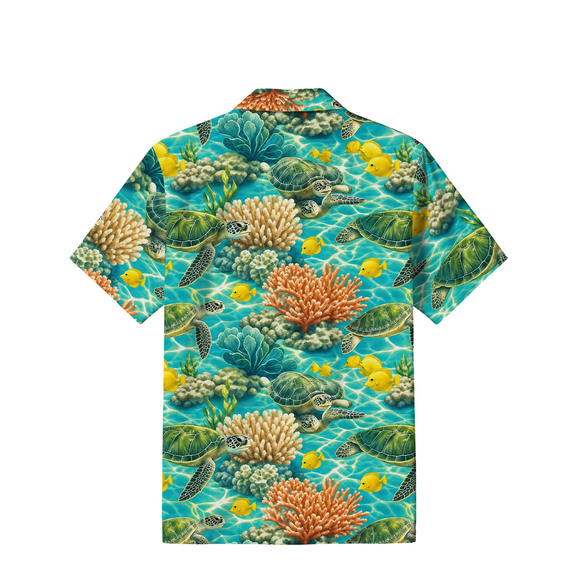 Green Sea Turtle Hawaiian Shirt | Turquoise Coral Reef TT49