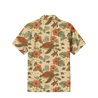 Vintage Sea Turtle Hawaiian Shirt | Tropical Hibiscus TT50