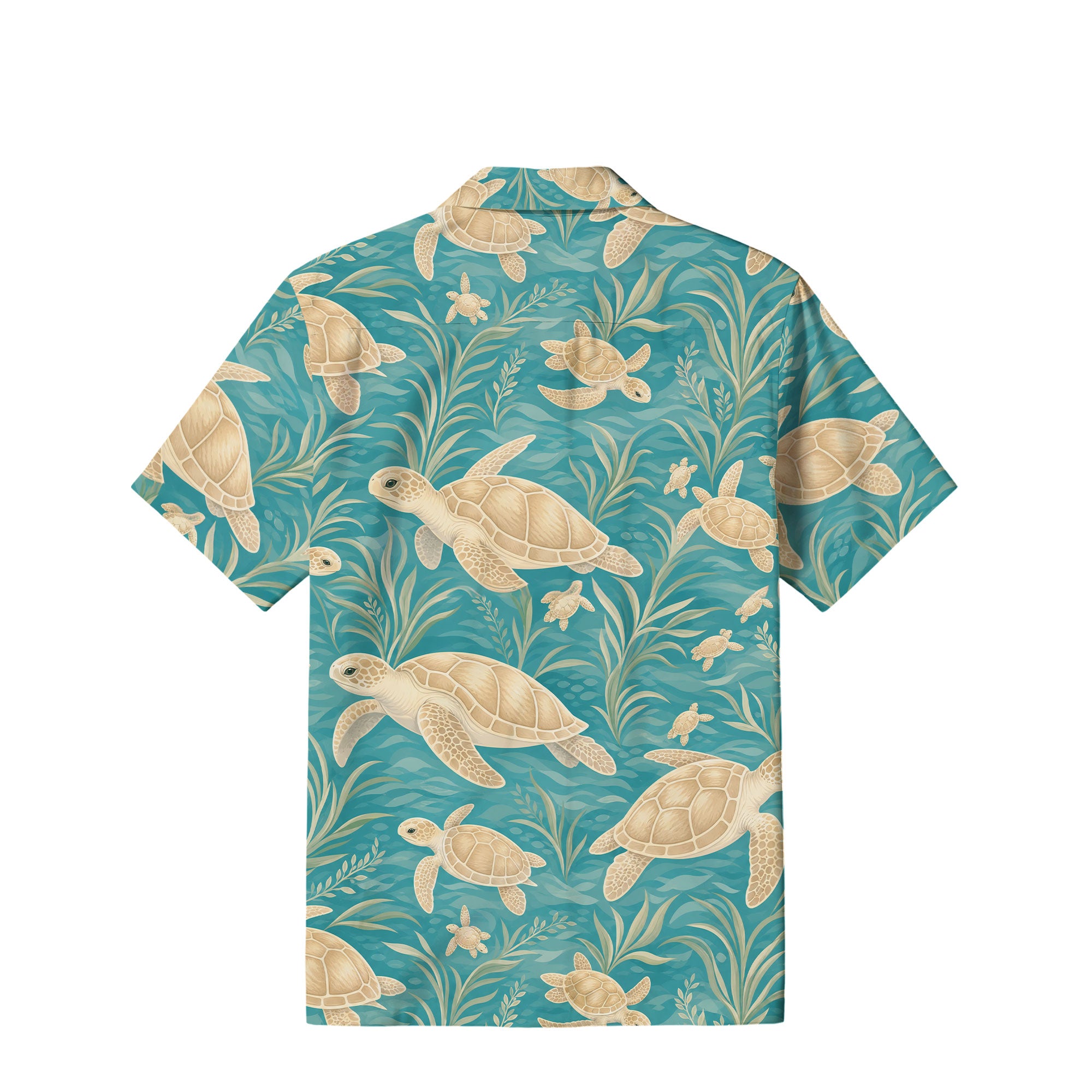 Coastal Sea Turtle Hawaiian Shirt | Aqua Botanical TT51
