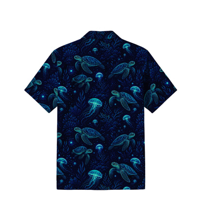 Bioluminescent Sea Turtle Hawaiian Shirt | Jellyfish Ocean TT54