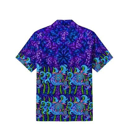 Psychedelic Sea Turtle Hawaiian Shirt | Purple Ocean TT16
