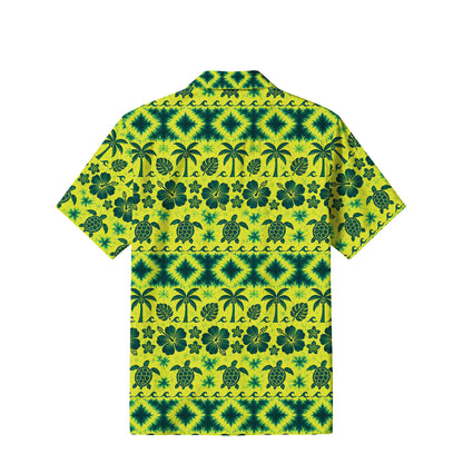 Tropical Sea Turtle Hawaiian Shirt | Yellow Green Tie-Dye TT19