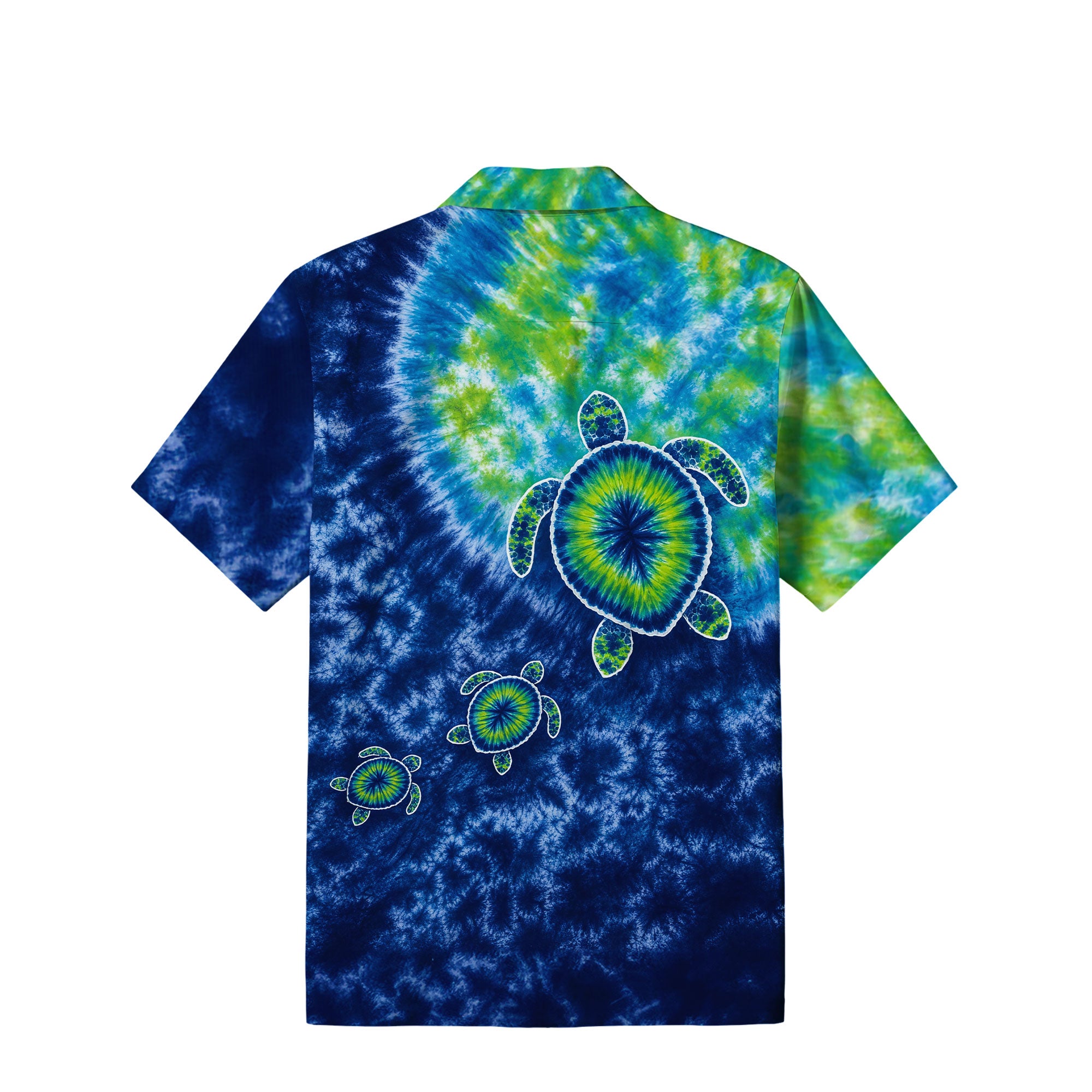 Tie-Dye Sea Turtle Hawaiian Shirt | Blue Green Ocean TT20