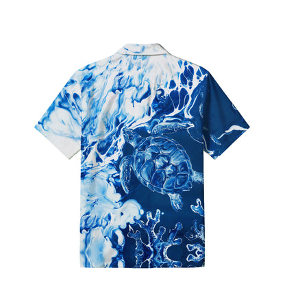 Marbled Sea Turtle Hawaiian Shirt | Blue Ocean Coral TT22
