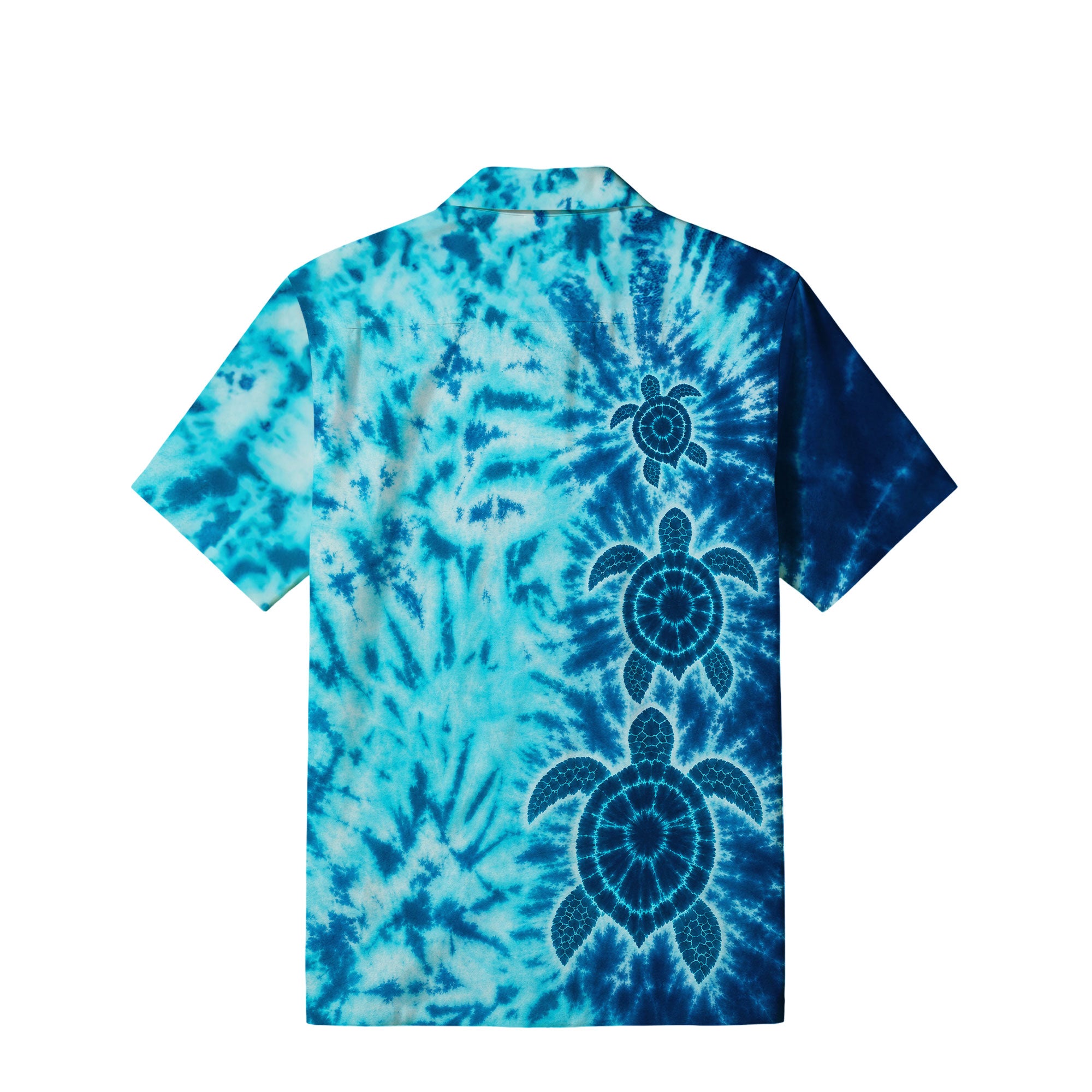 Tie-Dye Sea Turtle Hawaiian Shirt | Aqua Blue Ocean TT23