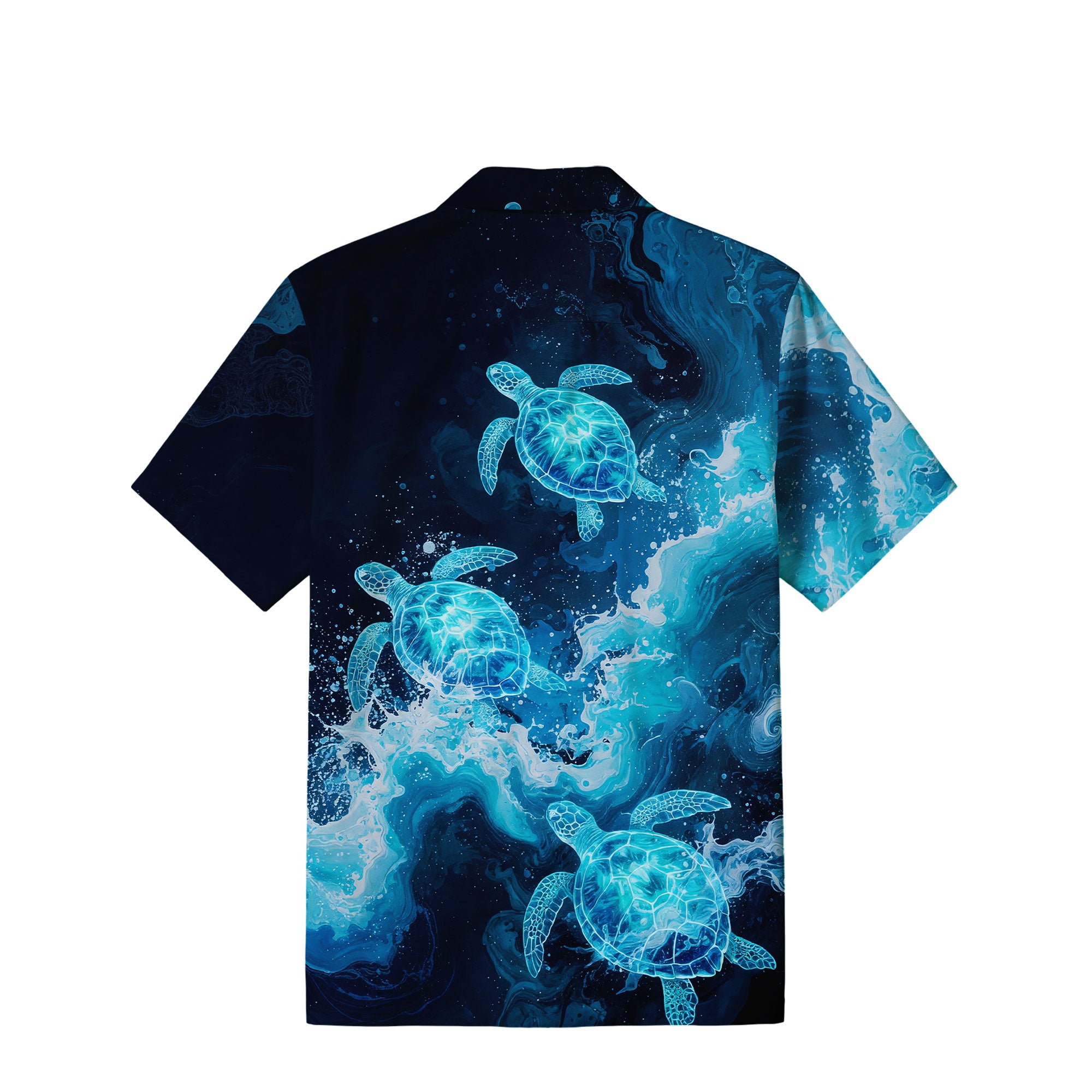 Glowing Sea Turtle Hawaiian Shirt | Midnight Ocean TT25