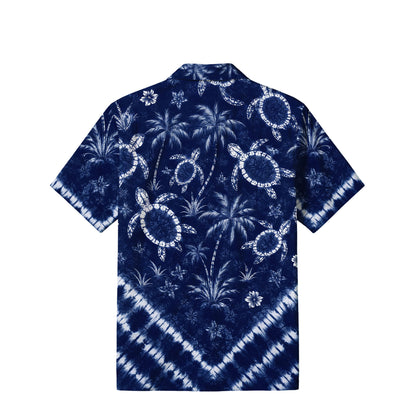 Indigo Sea Turtle Hawaiian Shirt | Tropical Tie-Dye TT28