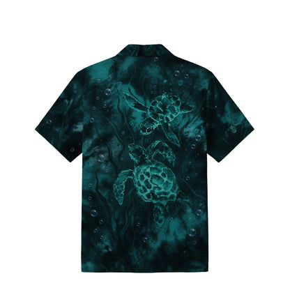 Dark Teal Sea Turtle Hawaiian Shirt | Underwater Art TT29