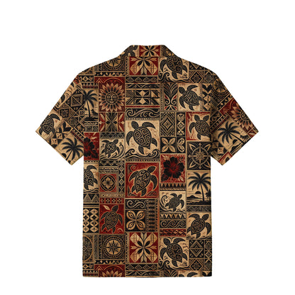 Vintage Tribal Sea Turtle Hawaiian Shirt | Polynesian Art TT32