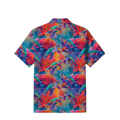 Colorful Sea Turtle Hawaiian Shirt | Vibrant Coral Reef TT33