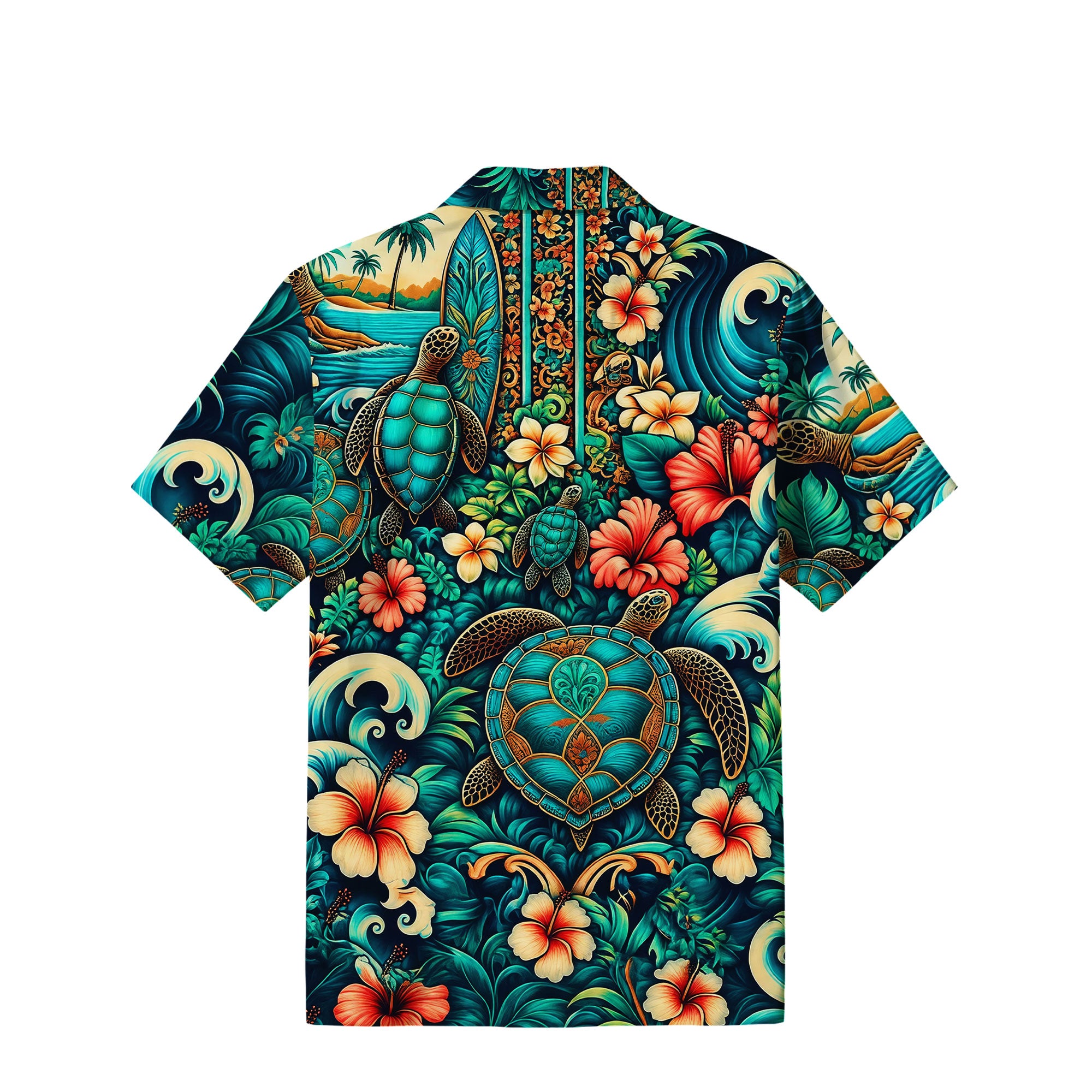 Tropical Sea Turtle Hawaiian Shirt | Hibiscus Ocean TT43