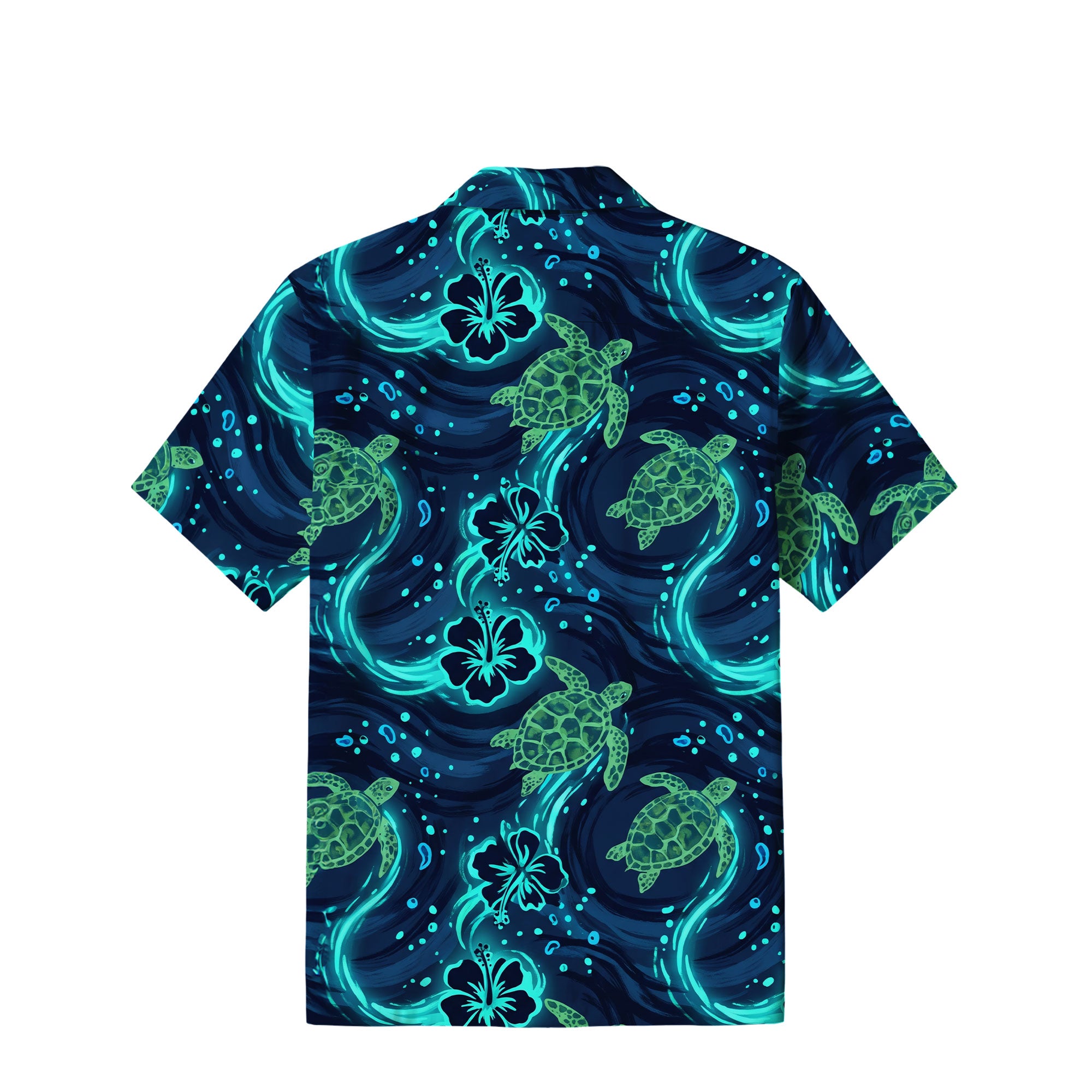 Neon Sea Turtle Hawaiian Shirt | Hibiscus Ocean Waves TT56