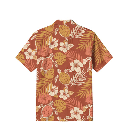 Terracotta Sea Turtle Hawaiian Shirt | Tropical Hibiscus TT66