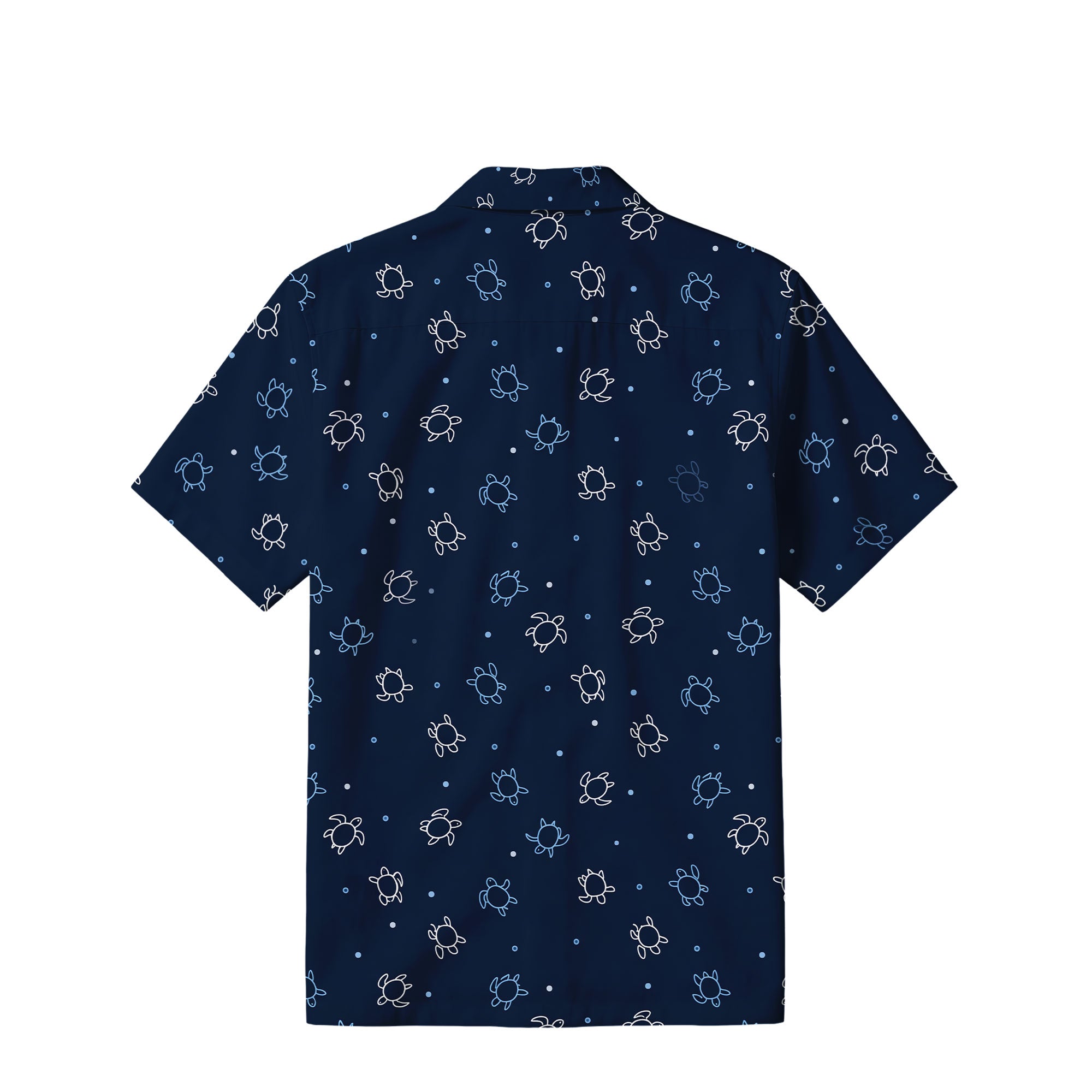 Minimalist Sea Turtle Hawaiian Shirt | Navy Coastal TT70