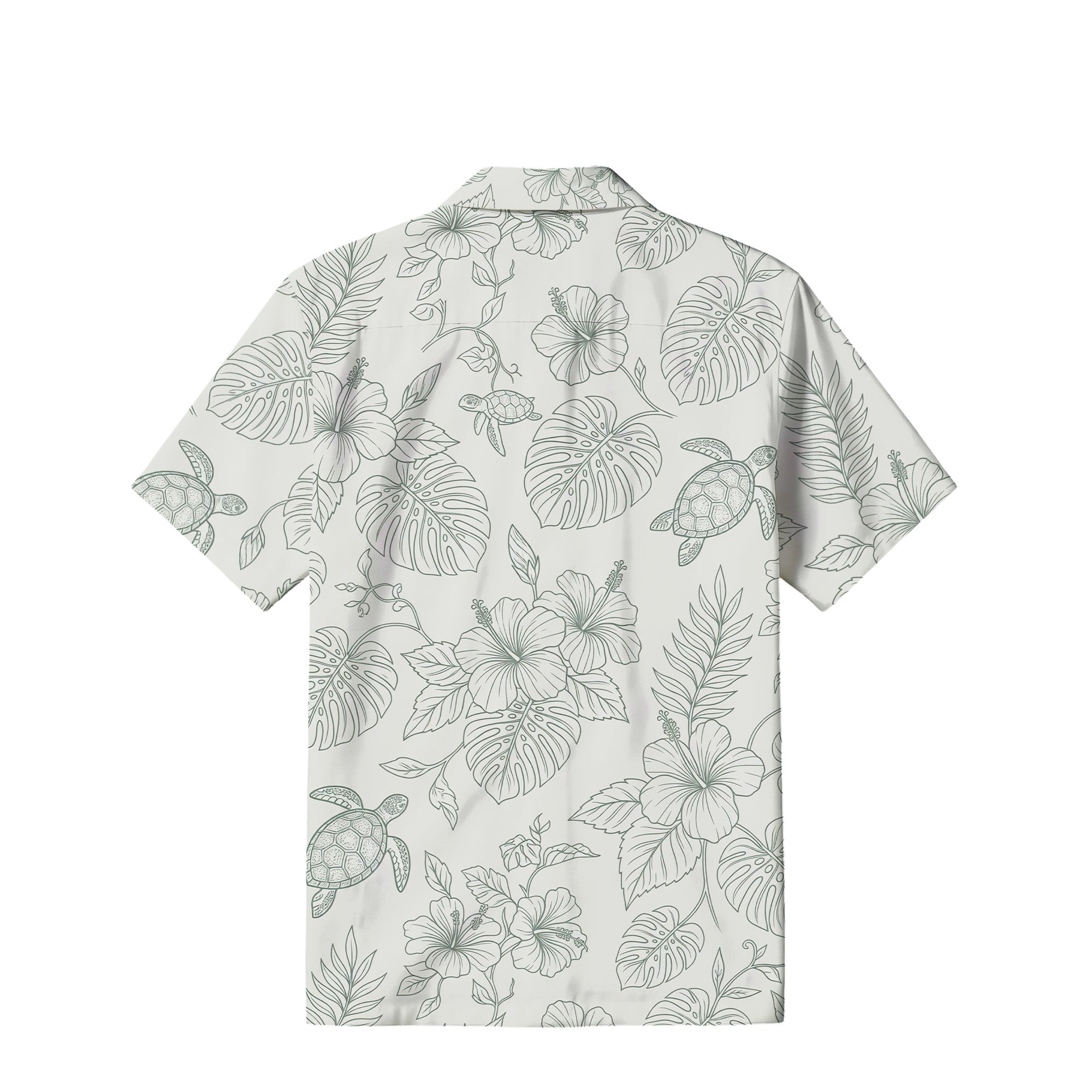 Minimalist Sea Turtle Hawaiian Shirt | Botanical Line Art TT74