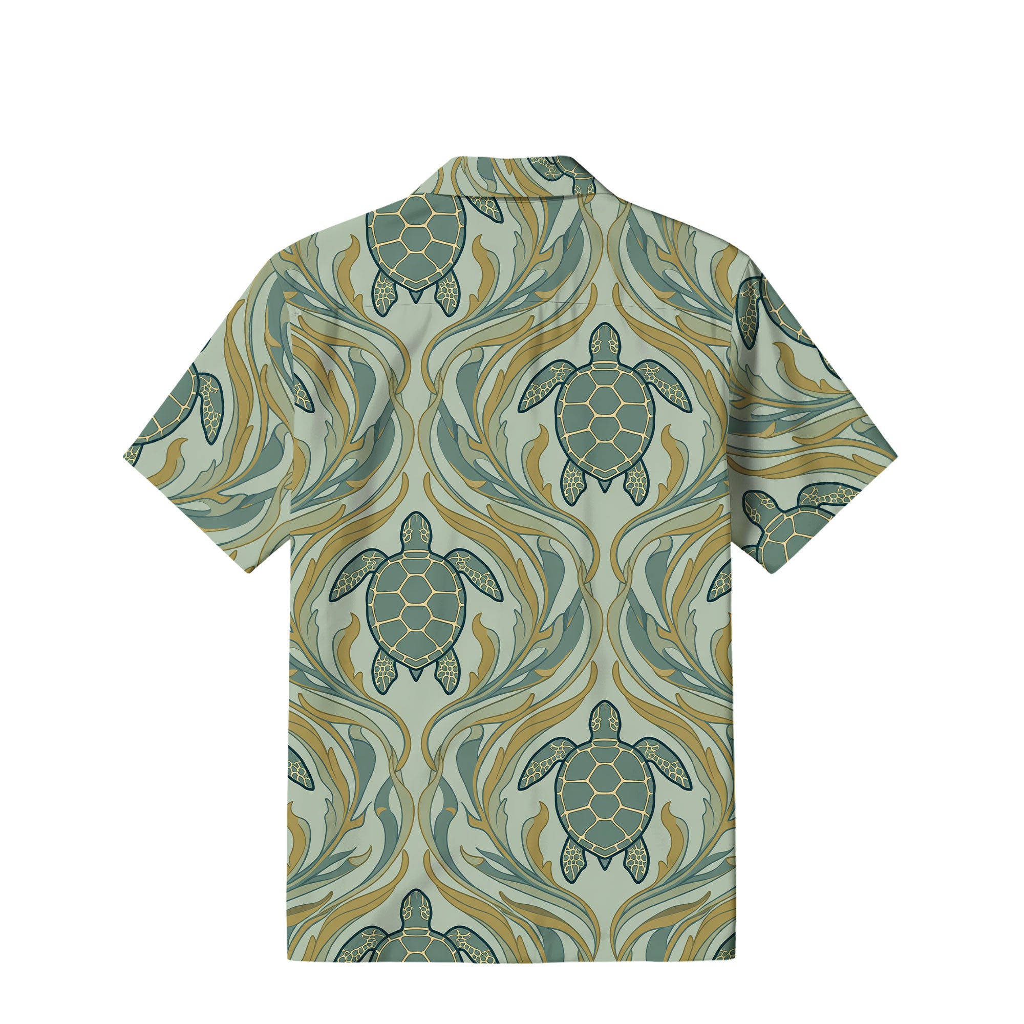 Art Nouveau Sea Turtle Hawaiian Shirt | Sage Ocean Waves TT80