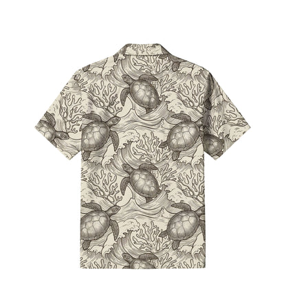 Vintage Sea Turtle Hawaiian Shirt | Ocean Wave Art TT81