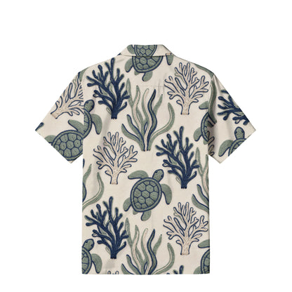 Embroidered Sea Turtle Hawaiian Shirt | Coastal Botanical TT82