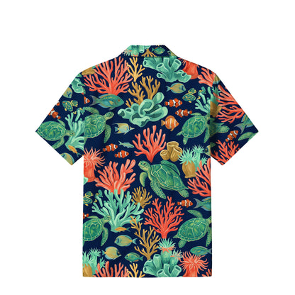 Tropical Sea Turtle Hawaiian Shirt | Colorful Coral Reef TT85