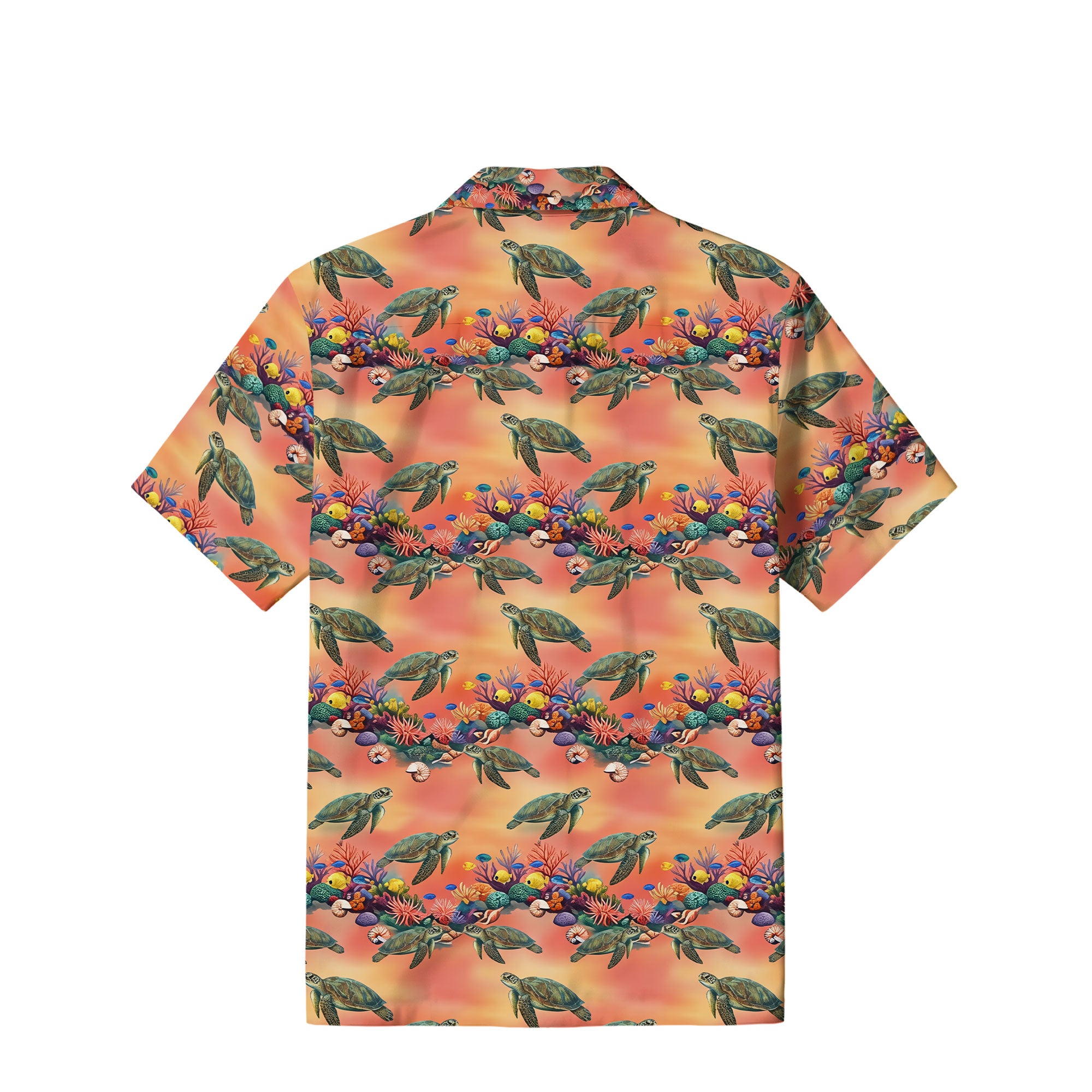 Sunset Sea Turtle Hawaiian Shirt | Colorful Coral Reef TT86