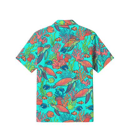 Vibrant Sea Turtle Hawaiian Shirt | Tropical Coral Reef TT90