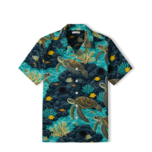 Sea Turtle Coral Reef Hawaiian Shirt | Tropical Lagoon TT47