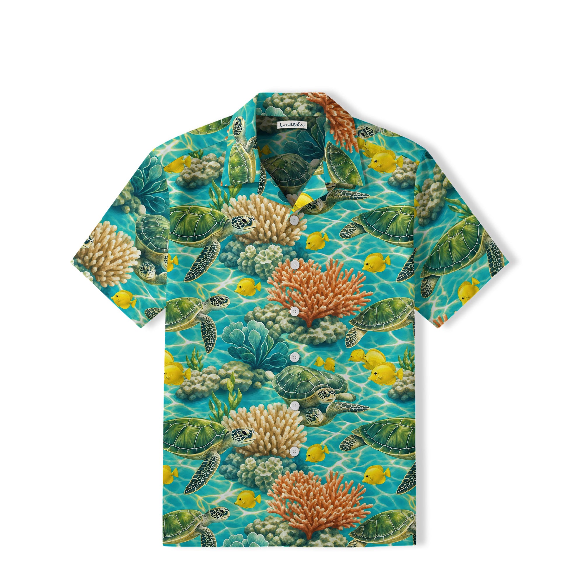 Green Sea Turtle Hawaiian Shirt | Turquoise Coral Reef TT49