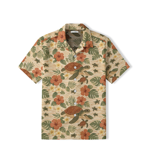 Vintage Sea Turtle Hawaiian Shirt | Tropical Hibiscus TT50