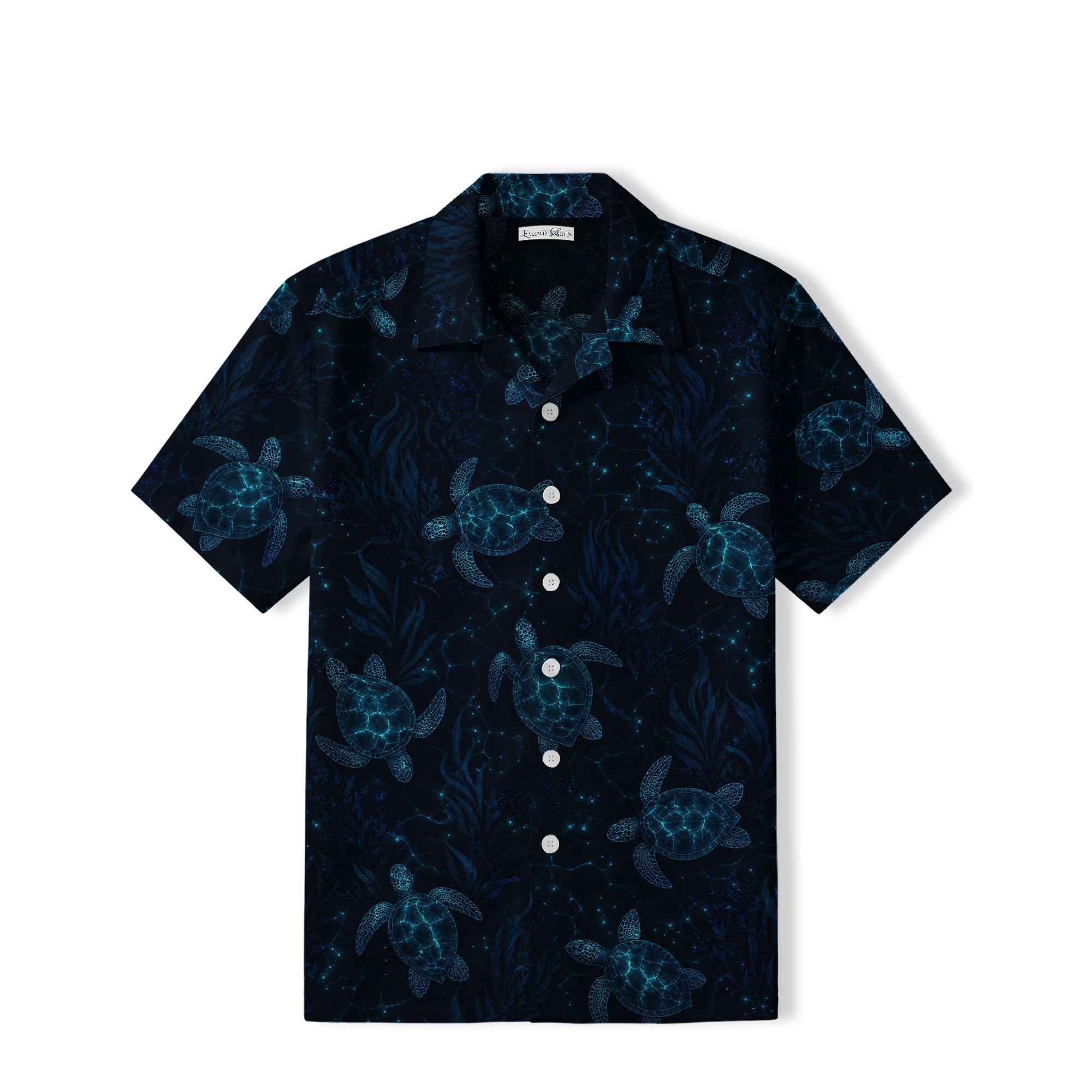 Bioluminescent Sea Turtle Hawaiian Shirt | Deep Ocean TT53