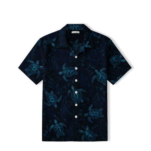 Bioluminescent Sea Turtle Hawaiian Shirt | Deep Ocean TT53