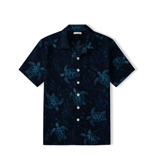 Bioluminescent Sea Turtle Hawaiian Shirt | Deep Ocean TT53