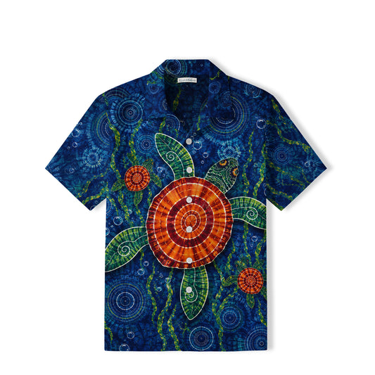 Batik Sea Turtle Hawaiian Shirt | Blue Ocean TT14