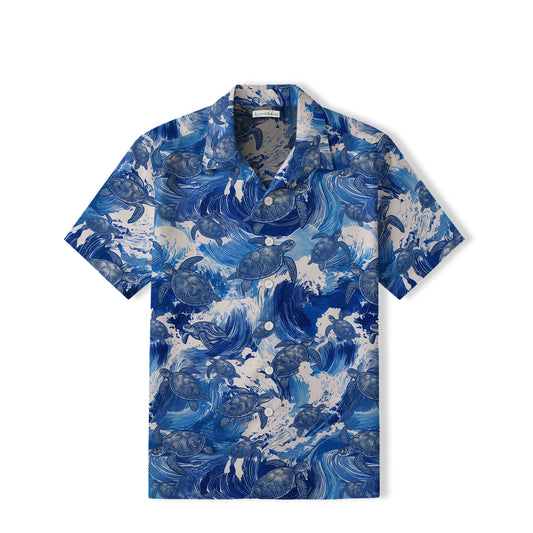 Blue Wave Sea Turtle Hawaiian Shirt | Ocean Art TT15