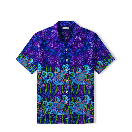 Psychedelic Sea Turtle Hawaiian Shirt | Purple Ocean TT16