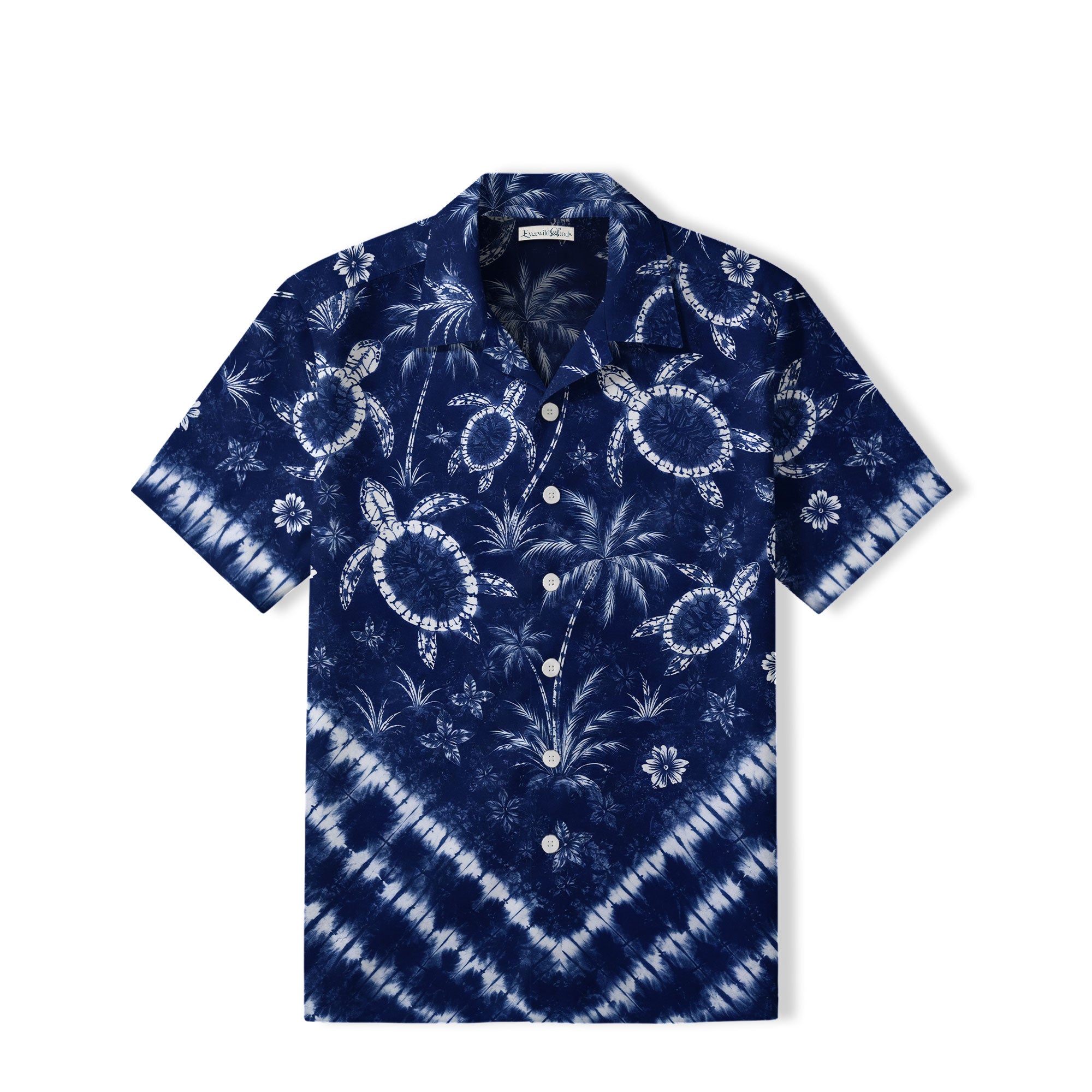 Indigo Sea Turtle Hawaiian Shirt | Tropical Tie-Dye TT28