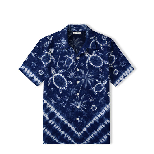 Indigo Sea Turtle Hawaiian Shirt | Tropical Tie-Dye TT28