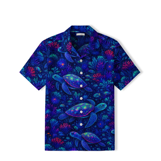 Neon Sea Turtle Hawaiian Shirt | Colorful Coral Reef TT31