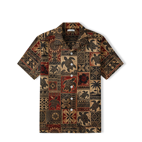 Vintage Tribal Sea Turtle Hawaiian Shirt | Polynesian Art TT32