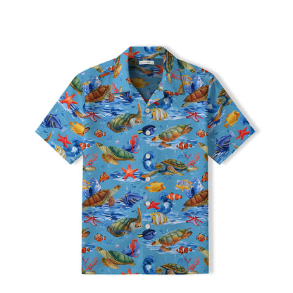 Colorful Sea Turtle Hawaiian Shirt | Vibrant Coral Reef TT34