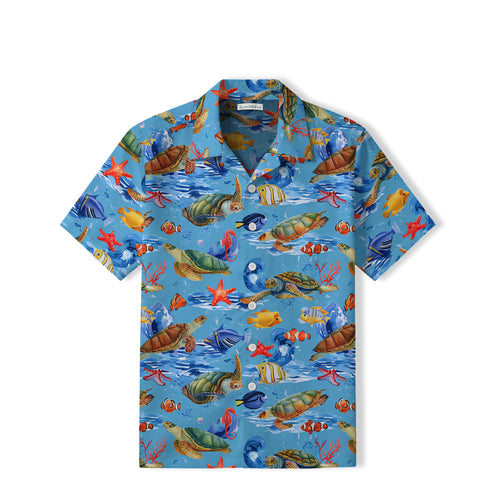 Colorful Sea Turtle Hawaiian Shirt | Vibrant Coral Reef TT34