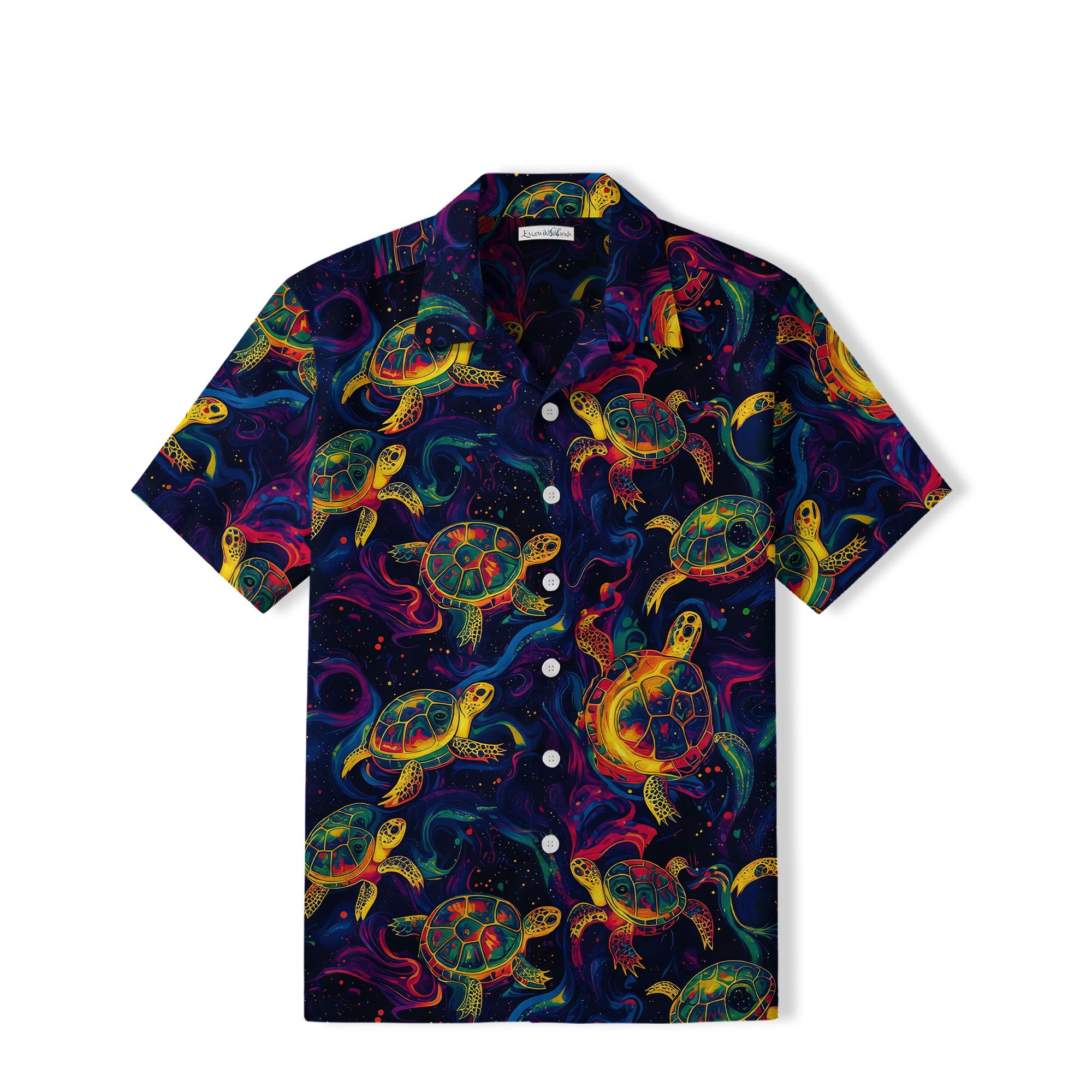 Psychedelic Sea Turtle Hawaiian Shirt | Neon Ocean Art TT35
