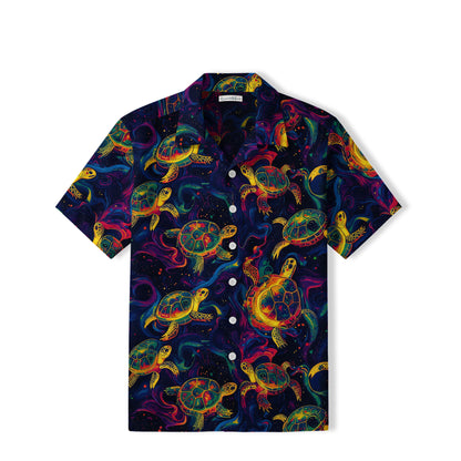 Psychedelic Sea Turtle Hawaiian Shirt | Neon Ocean Art TT35