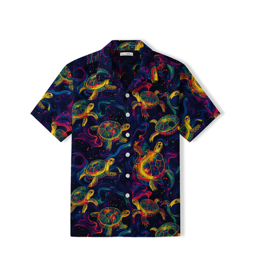 Psychedelic Sea Turtle Hawaiian Shirt | Neon Ocean Art TT35