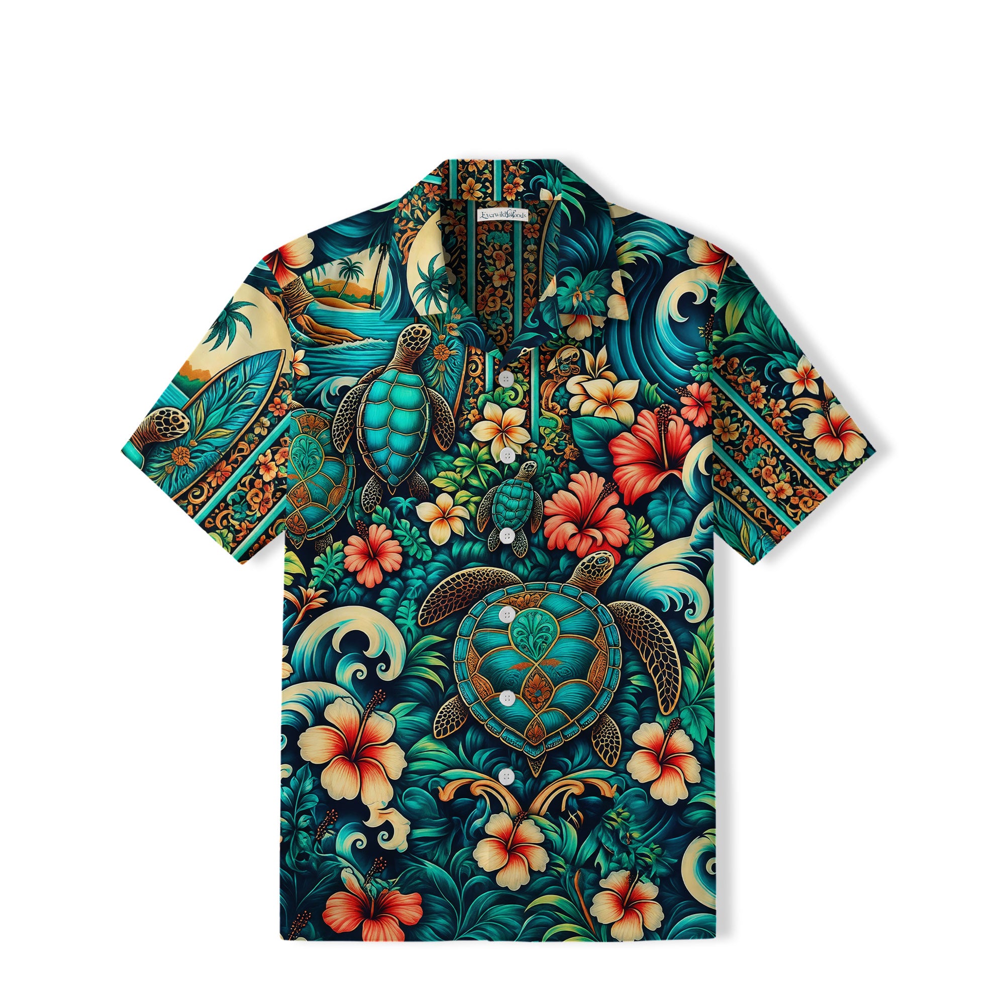 Tropical Sea Turtle Hawaiian Shirt | Hibiscus Ocean TT43