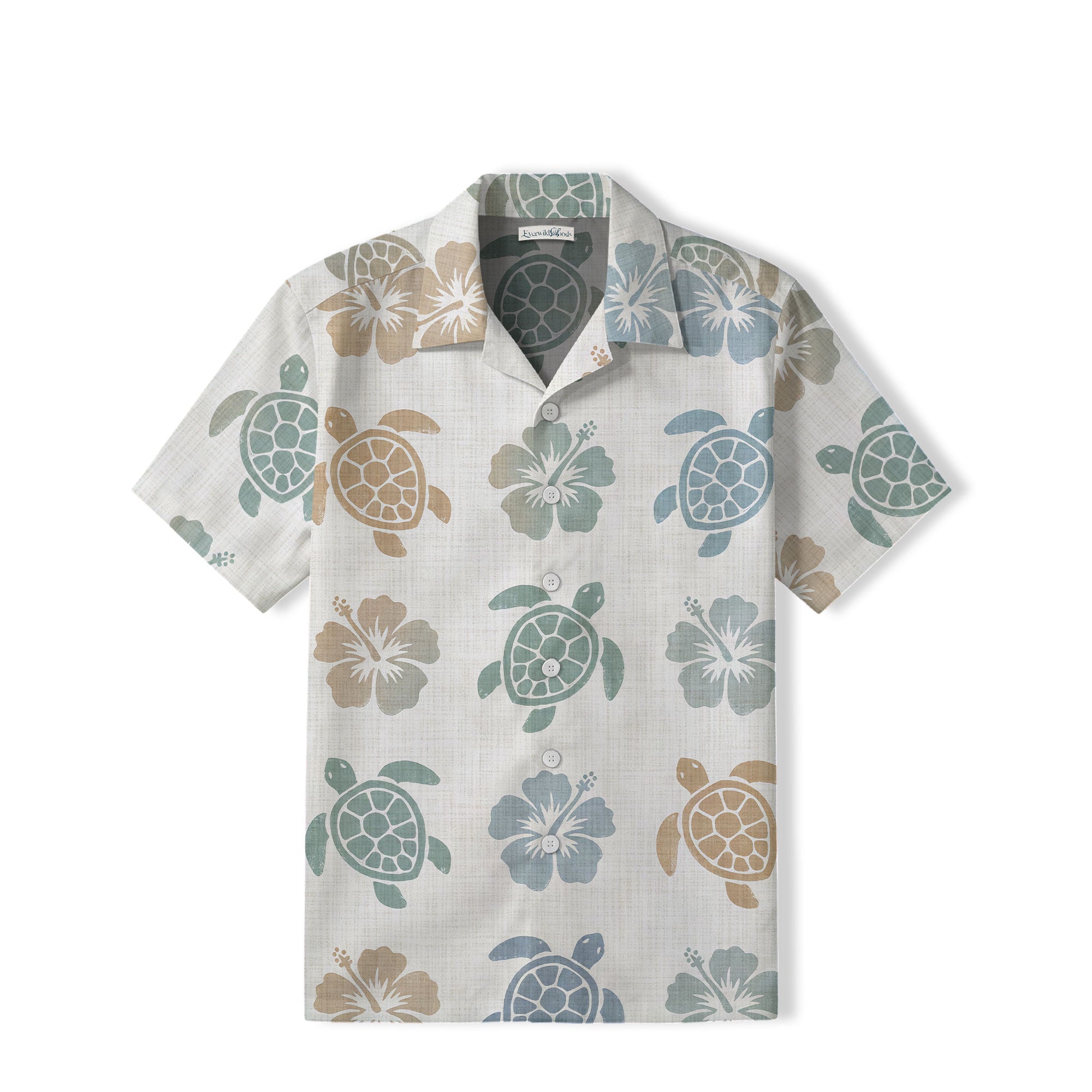 Minimalist Sea Turtle Hawaiian Shirt | Coastal Hibiscus TT62