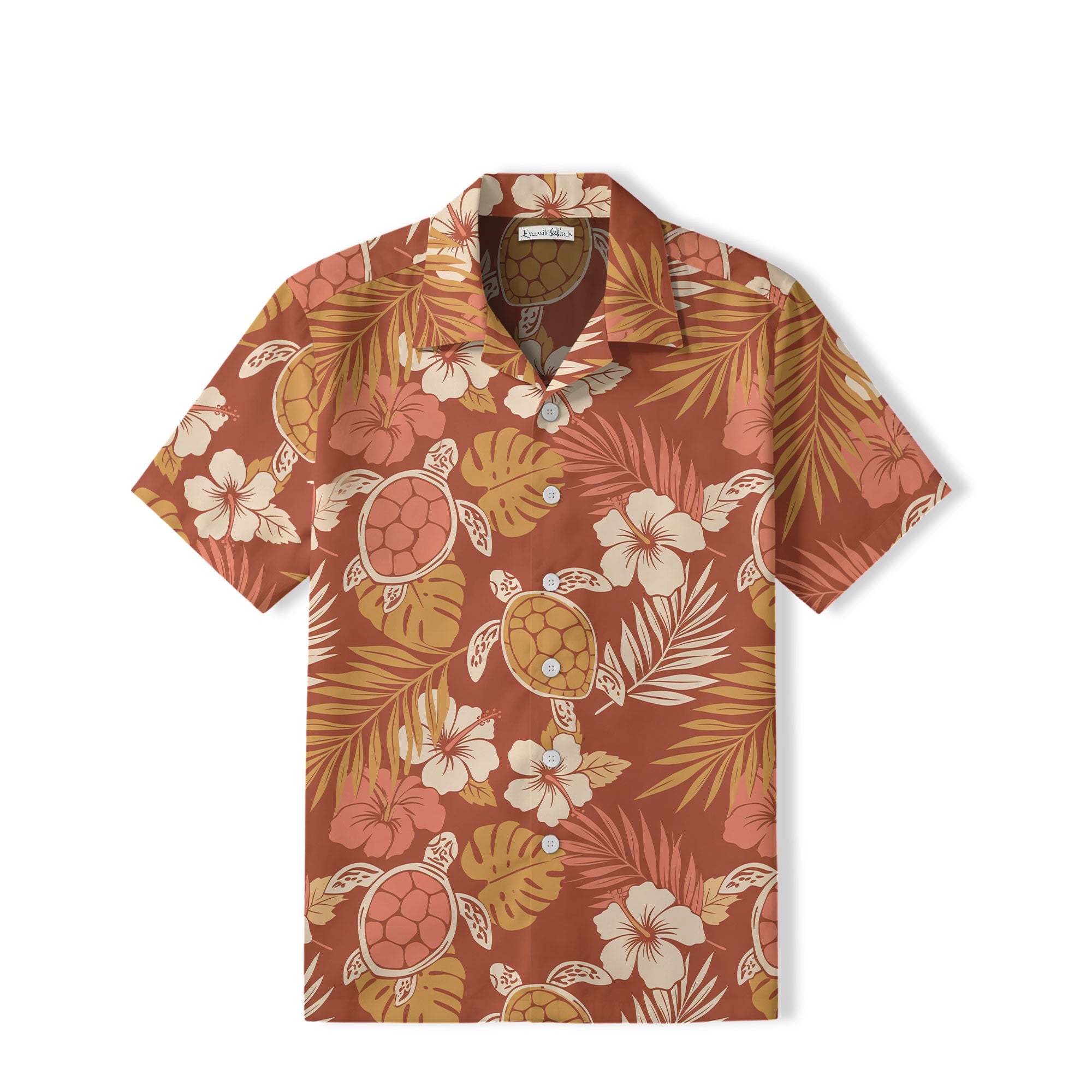 Terracotta Sea Turtle Hawaiian Shirt | Tropical Hibiscus TT66