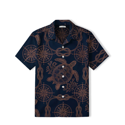Nautical Sea Turtle Hawaiian Shirt | Compass & Rope TT76