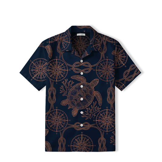 Nautical Sea Turtle Hawaiian Shirt | Compass & Rope TT76