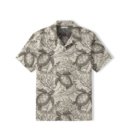 Vintage Sea Turtle Hawaiian Shirt | Ocean Wave Art TT81