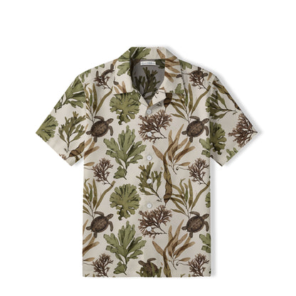 Vintage Sea Turtle Hawaiian Shirt | Coastal Seaweed TT83